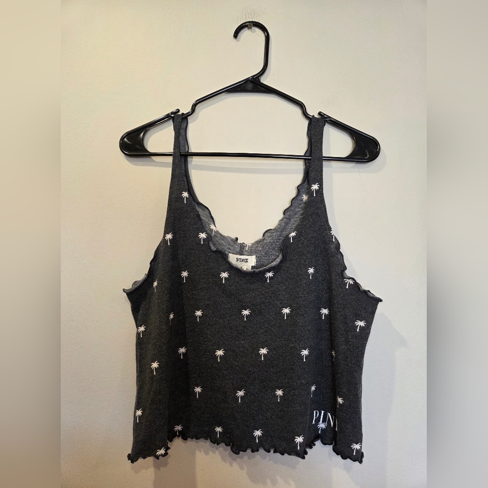 PINK Victoria's Secret Charcoal Palm Print Crop Tank